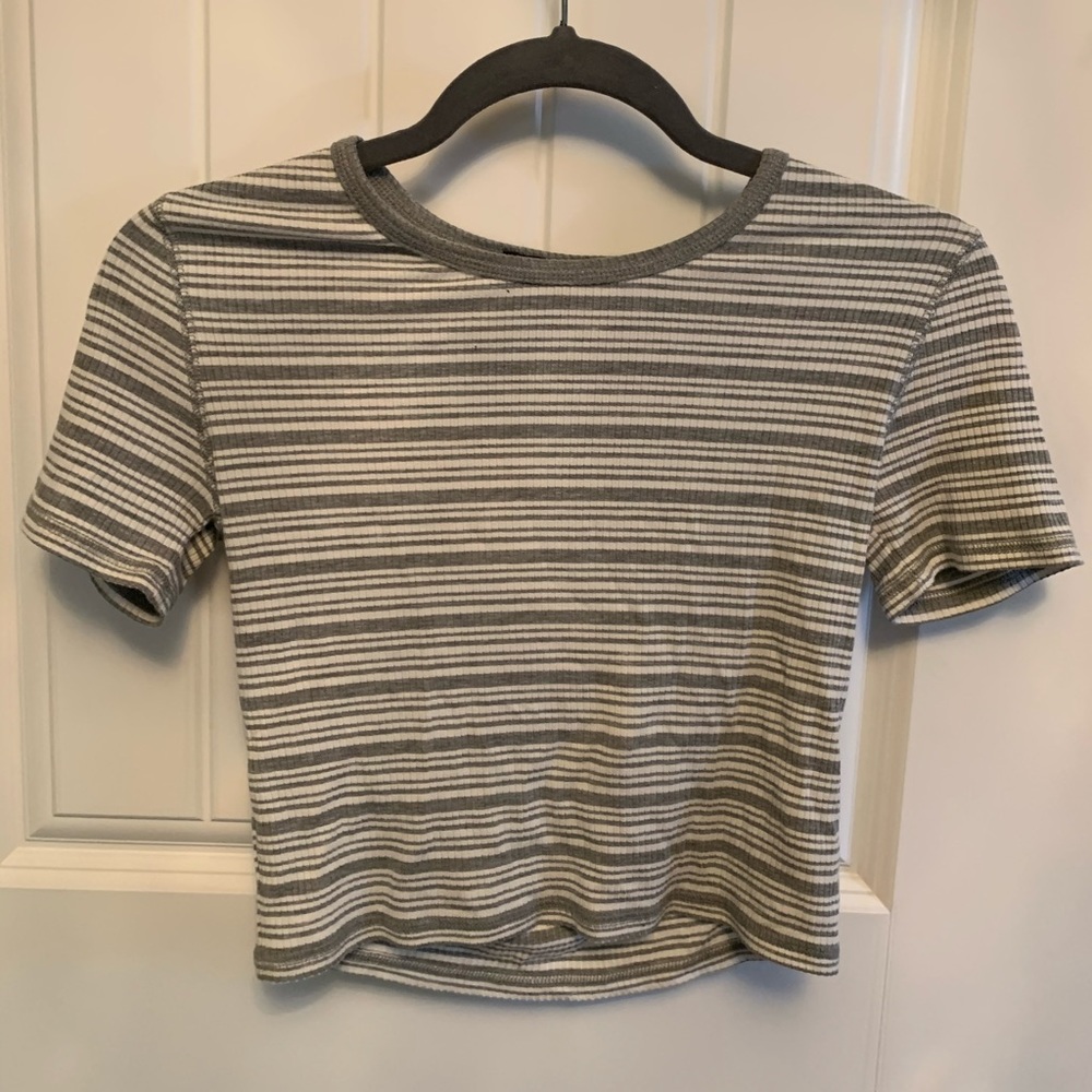 Gray and white crop top
